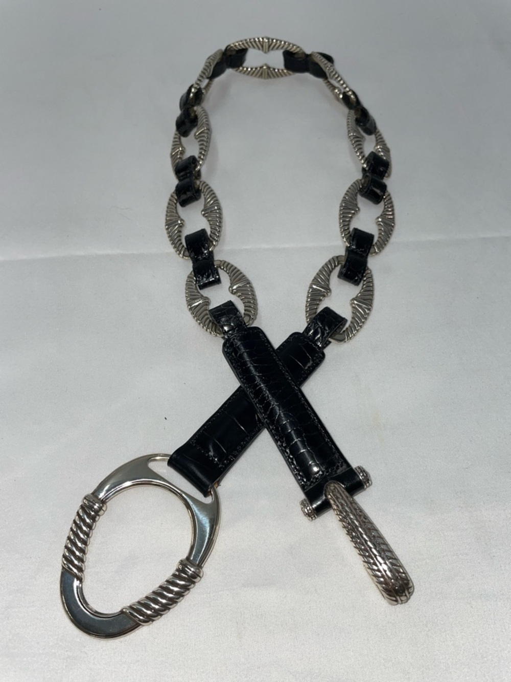 BRIGHTON SILVER AND LEATHER BELT FTL-04-103